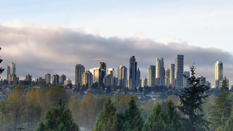 Metrotown skyline in Burnaby British Columbia